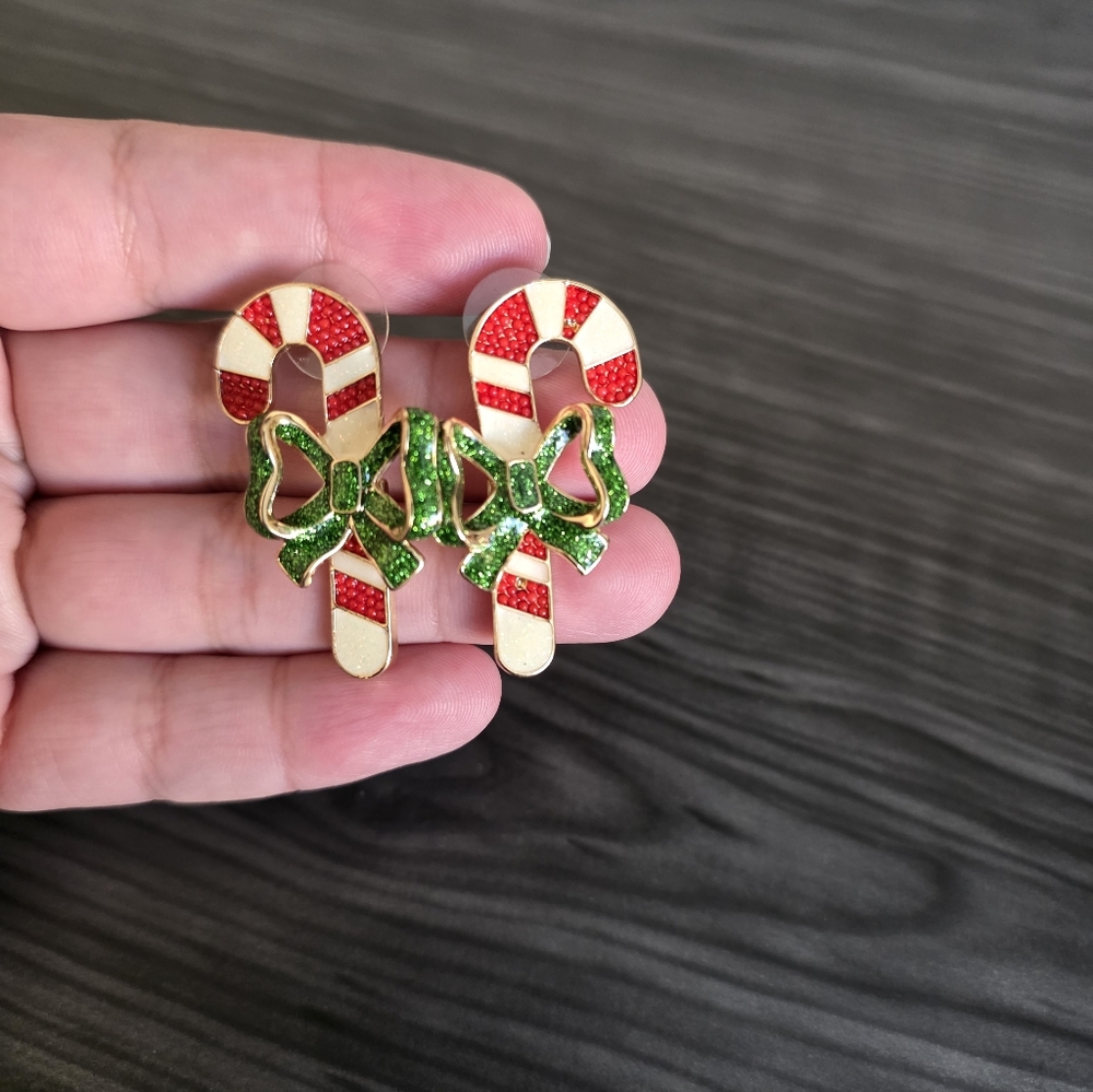 Candy Cane Christmas Holiday Earrings